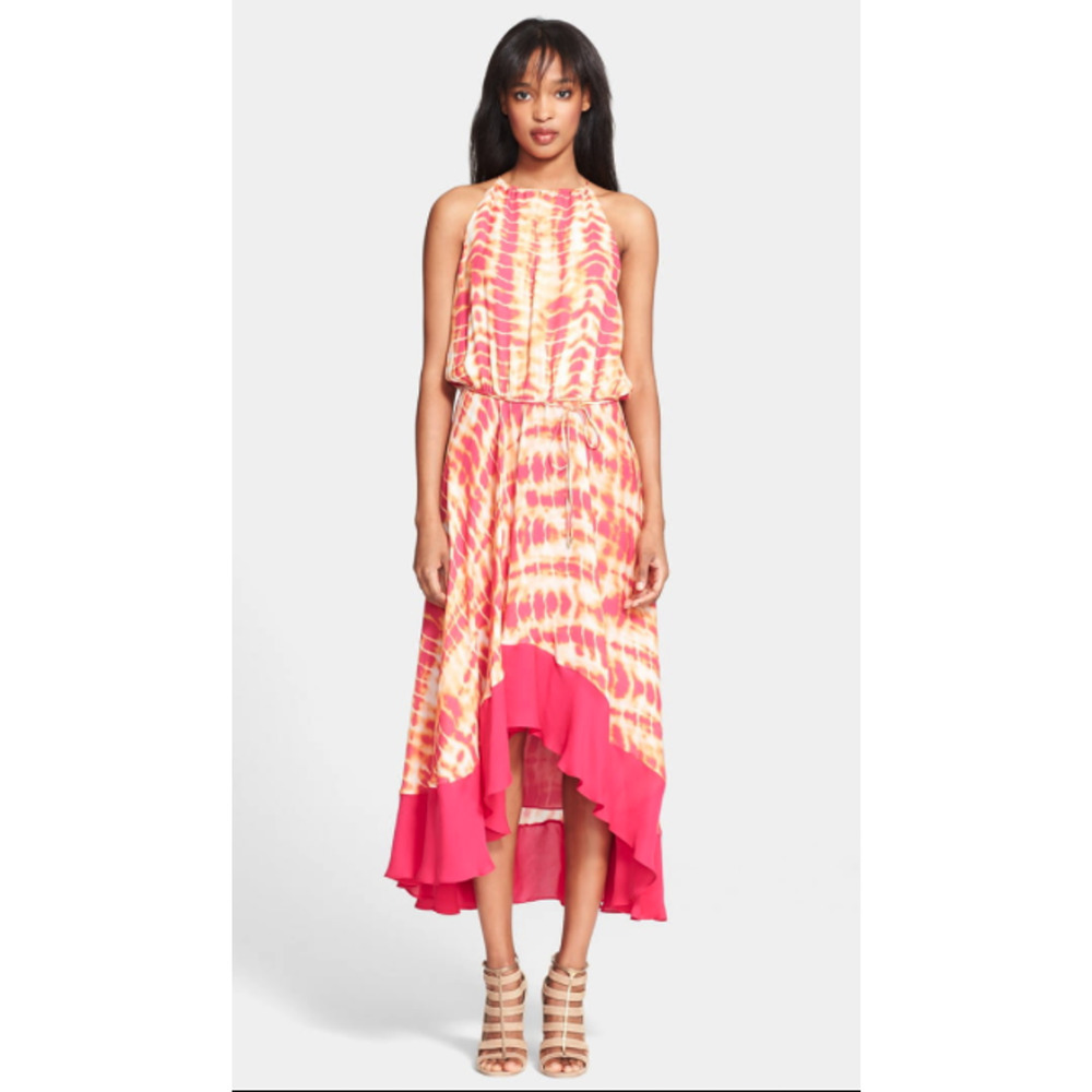 $594~Haute Hippie "Lexi' Print Silk High/Low Dress~XS~100%Silk